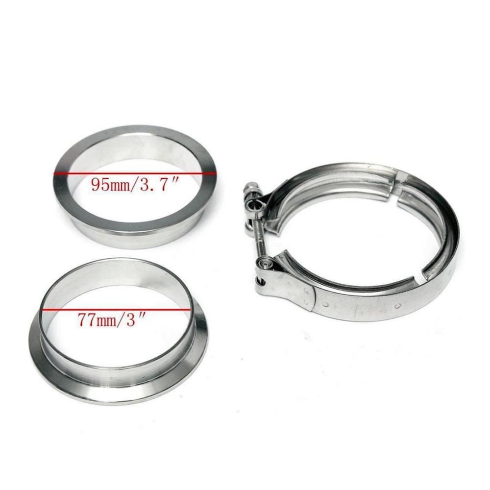 Hochwertiges 3-Zoll Edelstahl V-Band Auspuffklammer-Kit für Turbo und Wastegate Flanschen - Universale Passform 76MM Hülse inklusive