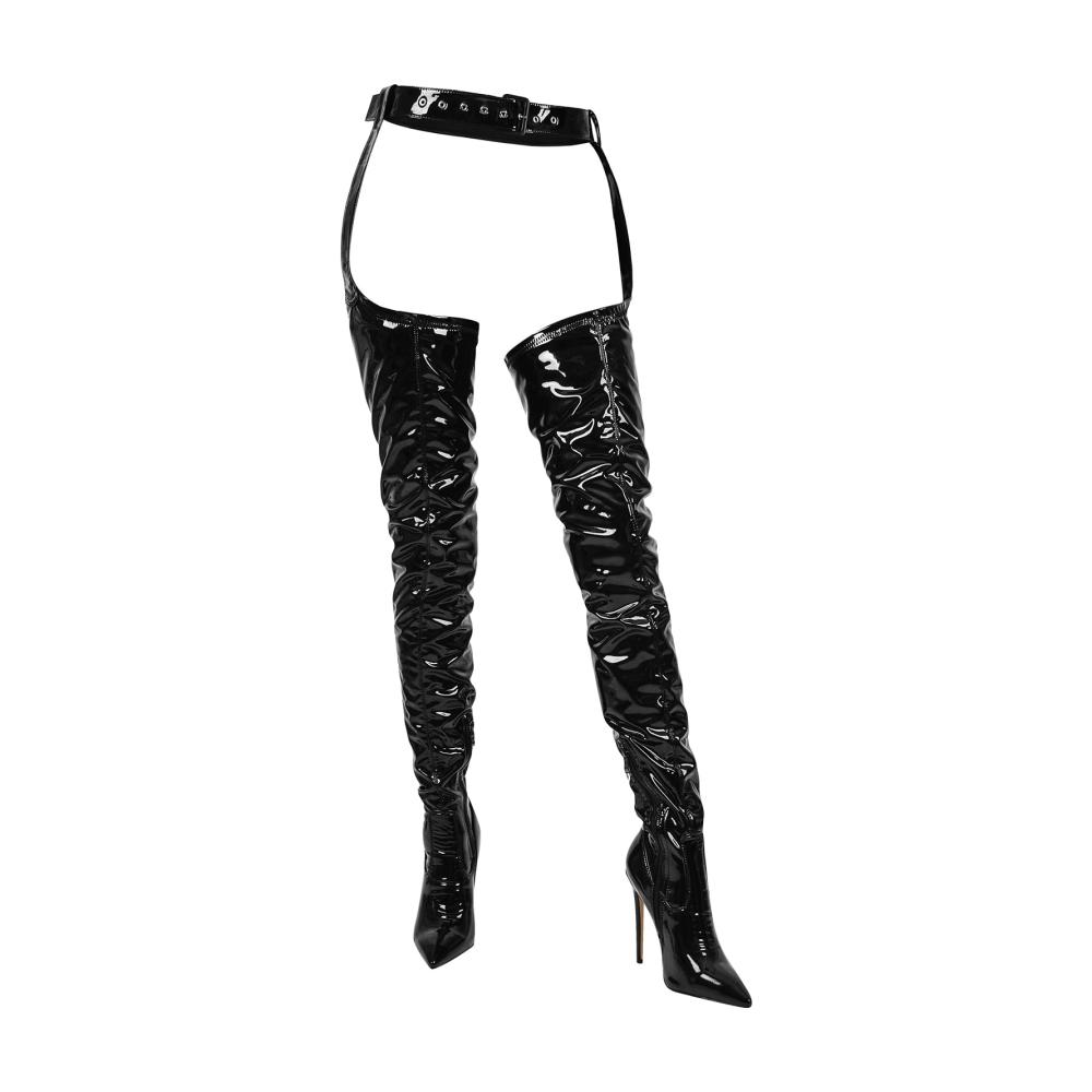 Damen Overknee Chaps Stiefel Stiletto Boots - Hochwertige Lederstiefel für den ultimativen Glamour-Look - Trendige Damenstiefel für jede Gelegenheit - Jetzt stilvoll durchstarten
