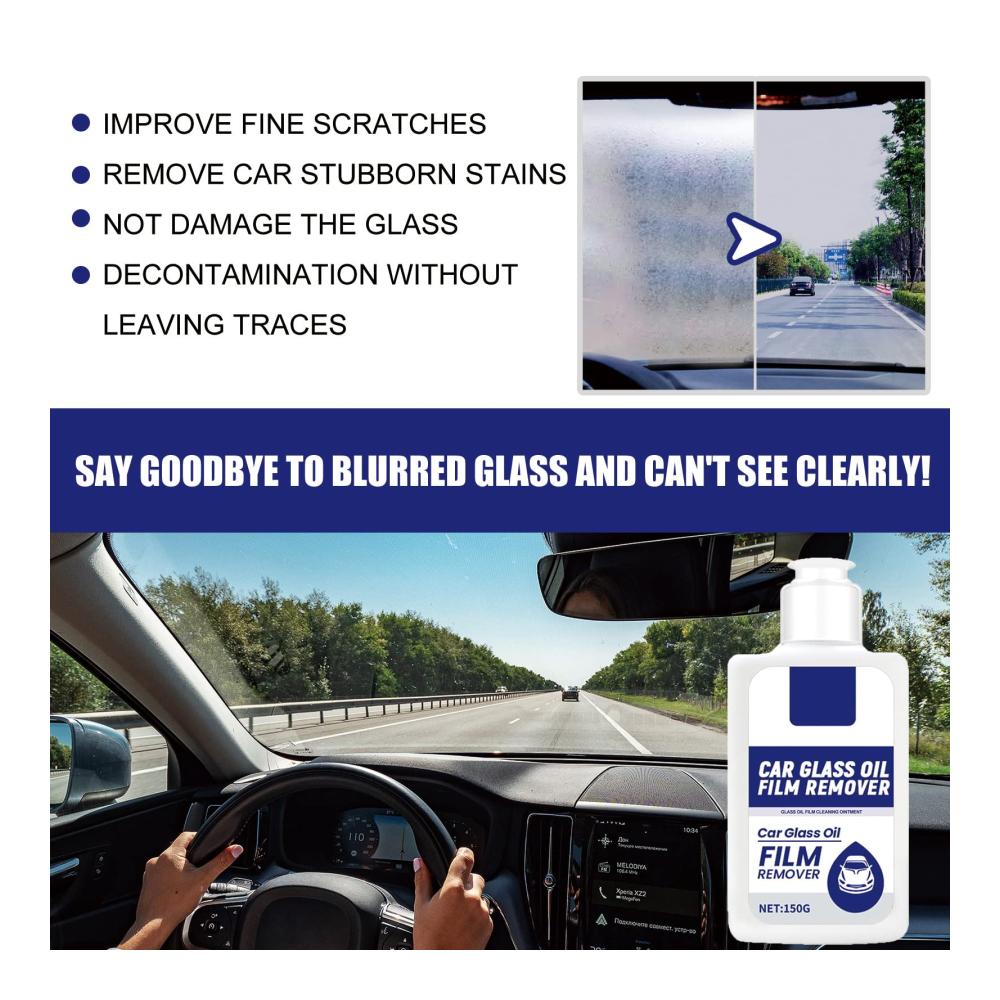 Pushue Auto Glasöl Film Entferner 150g Auto Glasreiniger | Effektive Scheibenreinigungspolitur für Sicherheit und Langzeitschutz | Ölfilm Entferner für Auto Glas | Schutz und Glanz für Ihre Scheiben (1 Stück