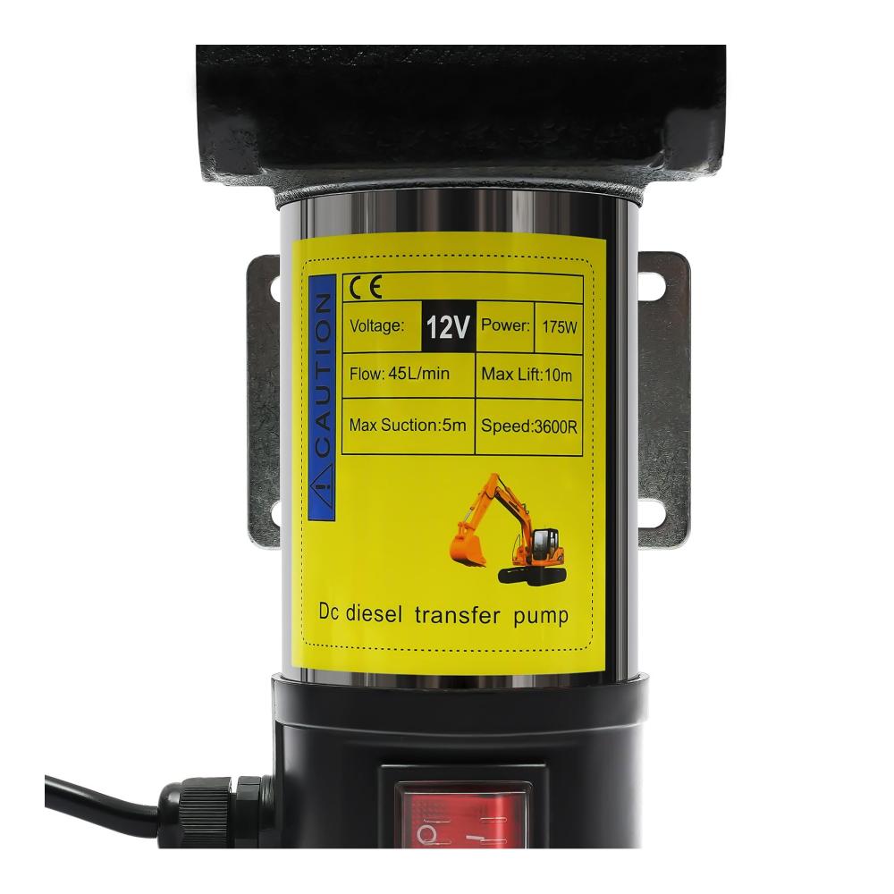 Hochleistungs Dieselpumpe Selbstansaugend 12V 200W 50 L/min 3500R/M Bio Heizölpumpe mit Kraftstofffilter und PVC Einlassschlauch 2m - Ideal für schnelle und effiziente Kraftstoffversorgung