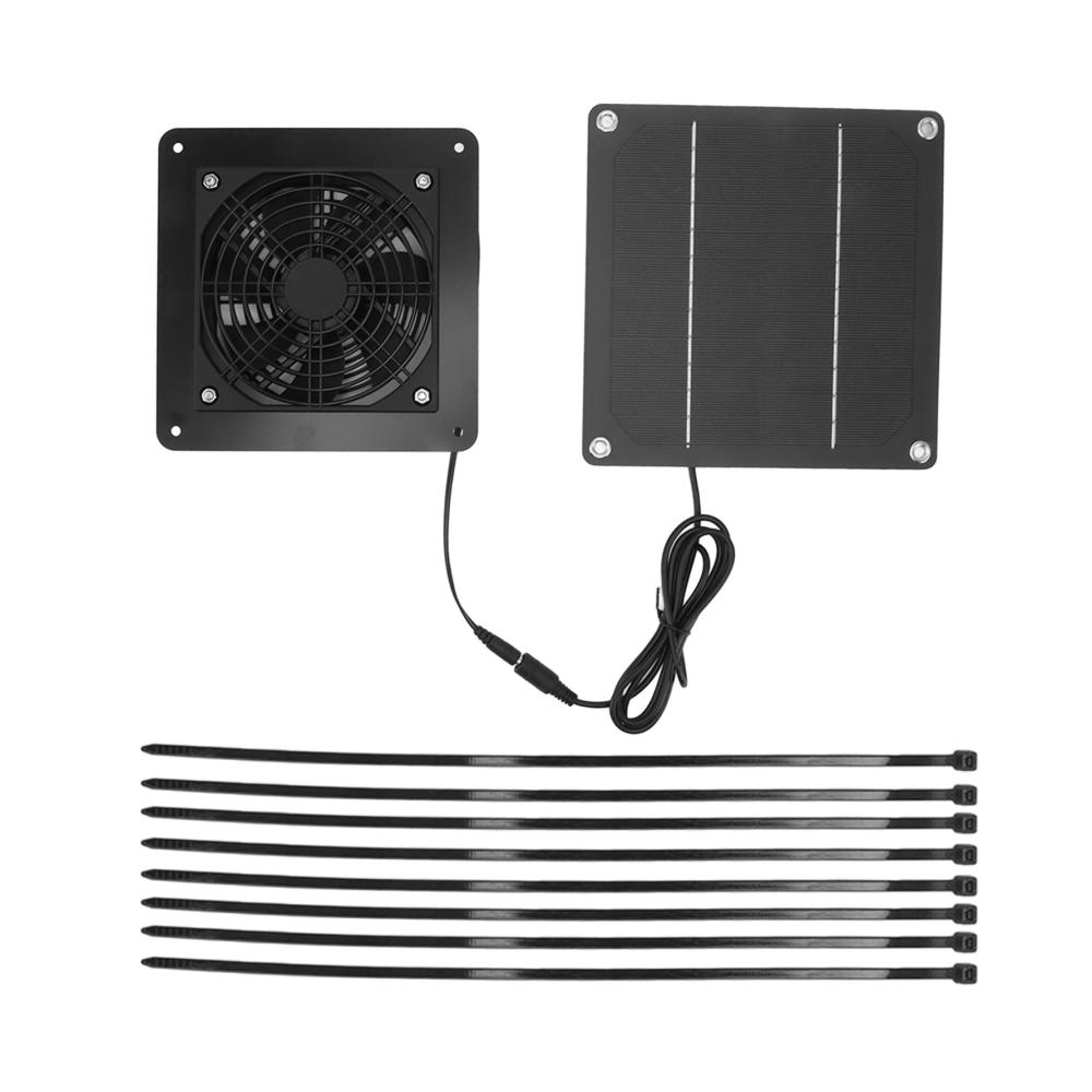 Effiziente Elektroinstallation Hochgeschwindigkeits-Solarpanel-Lüfter-Set mit 10 W inklusive 150 cm Kabelschutznetz für Haustierhaus und Gewächshaus