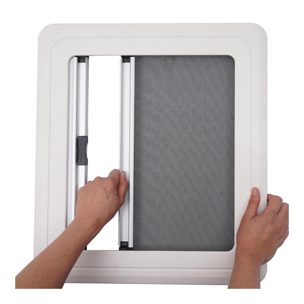 Premium Wohnwagen Fenster mit Markise und Screen – Externes Schiebefenster für maximale Belüftung und Komfort | Ideal für Wohnmobile Anhänger & Marine | Robustes 450x500MM Seitenfenster