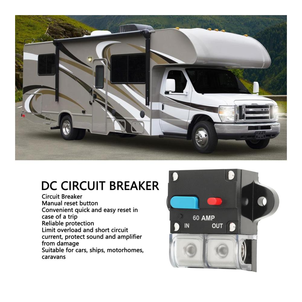 Hochwertiger DC24V Schutzschalter mit manuellem Reset - Zuverlässiger Kurzschlussschutz für Auto Boot Schiffe Wohnmobil und Wohnmobil (60A) - Robust und sicher