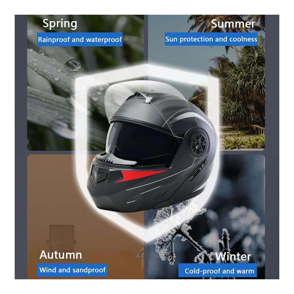 Entdecken Sie den ultimativen Komfort Klapphelm mit Bluetooth - ECE geprüfter Motorradhelm mit integriertem Bluetooth Anti-Fog-Doppelspiegel winddicht - Perfekter Full Face Helm für Motorrad und Roller - Unisex 55~62CM