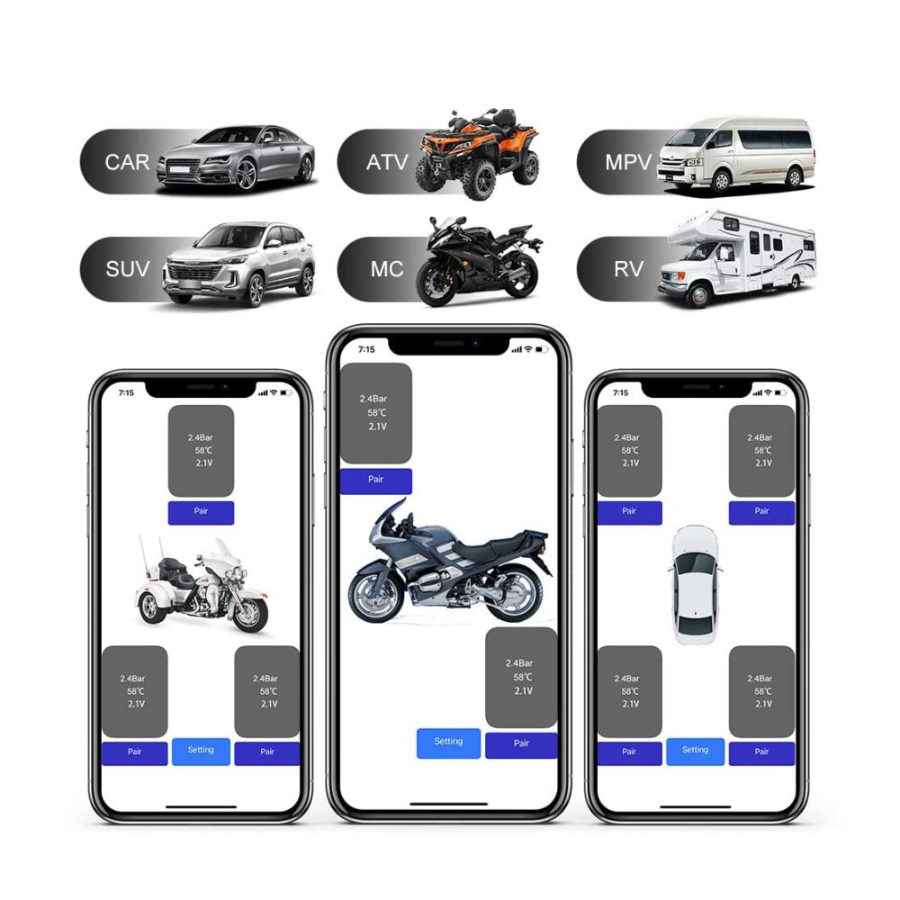 Entwickelte Ersatzsensoren für ultimative Sicherheit! Bluetooth TPMS Reifendrucküberwachungssystem - Kompatibel mit Auto SUV Motorrad ATV Van (3 Räder) - Präzise Überwachung und Warnungen für eine sichere Fahrt - Innovatives Design für maximale Leistung und Zuverlässigkeit - Einfache Installation für sofortige Ergebnisse