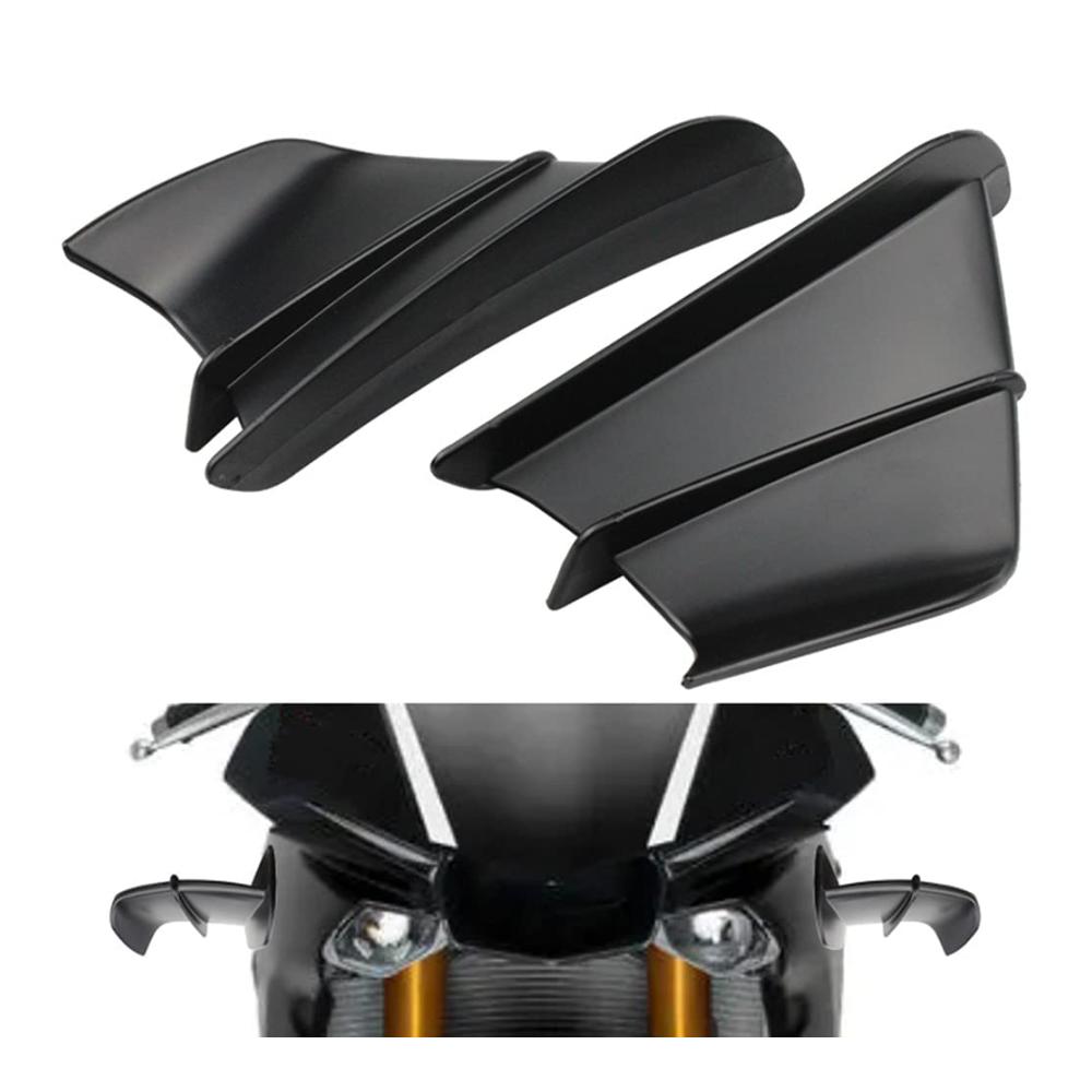 Optimieren Sie Ihre Fahrt mit dem Motorrad Winglet Aerodynamischer Spoiler aus Carbon ABS-Faser mit Kleber für Yamaha YZF R1 R6 R25 und BMW S1000RR. Verbessern Sie Ihre Leistung und Ästhetik mit diesem schwarzen Spoiler & Flügel-Set