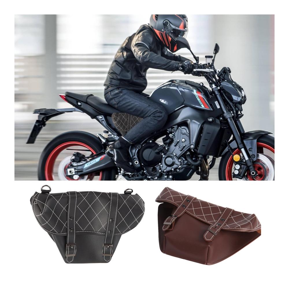 Hochwertige Motorrad-Satteltaschen aus echtem Leder | 2er Set | Retro-Design mit großer Kapazität | Kompatibel mit Seitenwurfsatteltaschen | Motorradgepäcktaschen für Abenteuerlustige (Schwarz