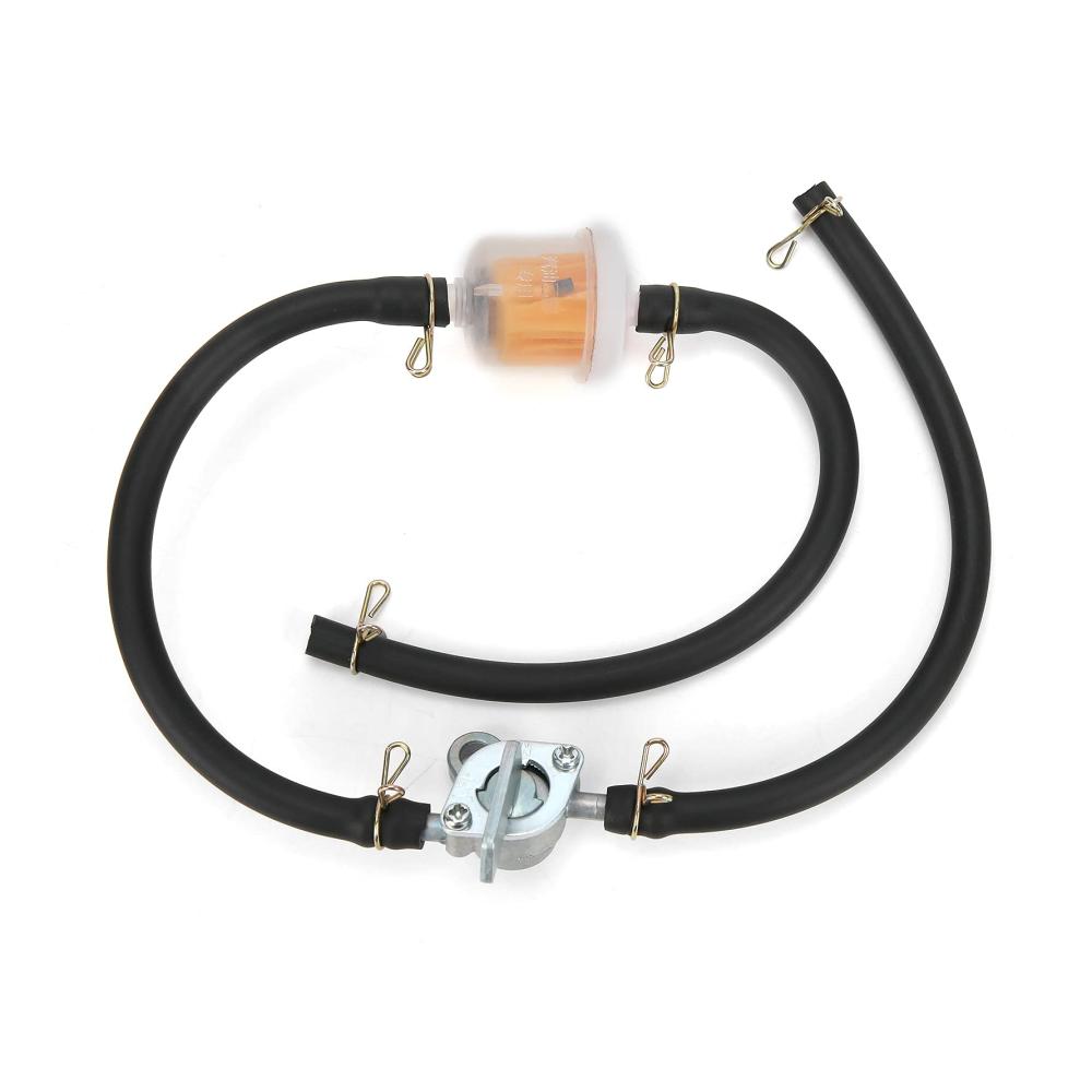 Kraftstofftankhahn Klemmen-Set für ATV & Dirtbikes – 6mm Flexibles Filterrohr mit Absperrventil. Universell einsetzbar 236 Zoll lang. Hohe Qualität & einfache Installation