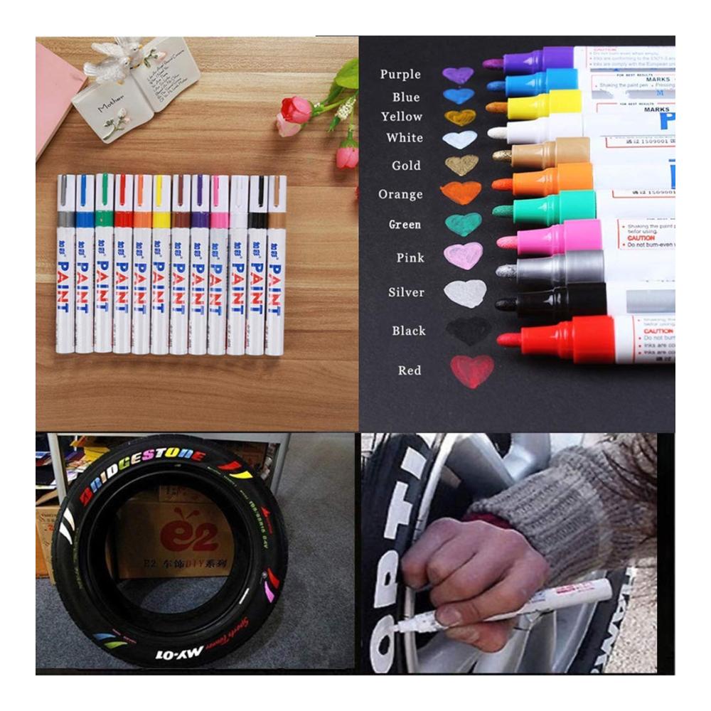 Entdecken Sie Brillanz 12 Hochwertige Lackstifte für Reifen | Wasserdichte Marker für Auto Motorrad & Fahrradreifen | Permanent & Langlebig | Kreatives Design | Lebendige Farben für Reifenprofil | Alles was Sie brauchen für auffällige Reifen | Bestellen Sie jetzt