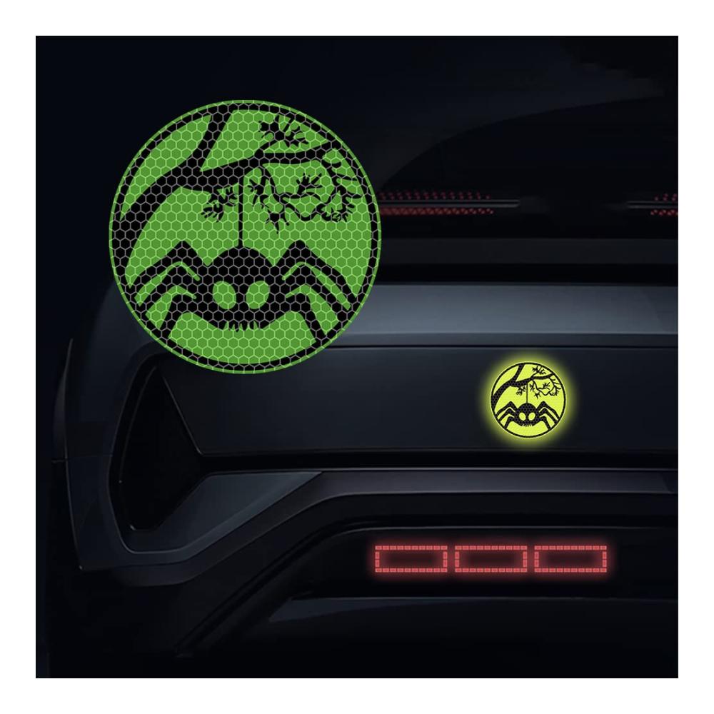 2er-Pack Halloween Horror Spider Vinyl Aufkleber | Reflektierende Nacht Sicherheitsschilder für Autos Fenster Laptop Motorrad und mehr