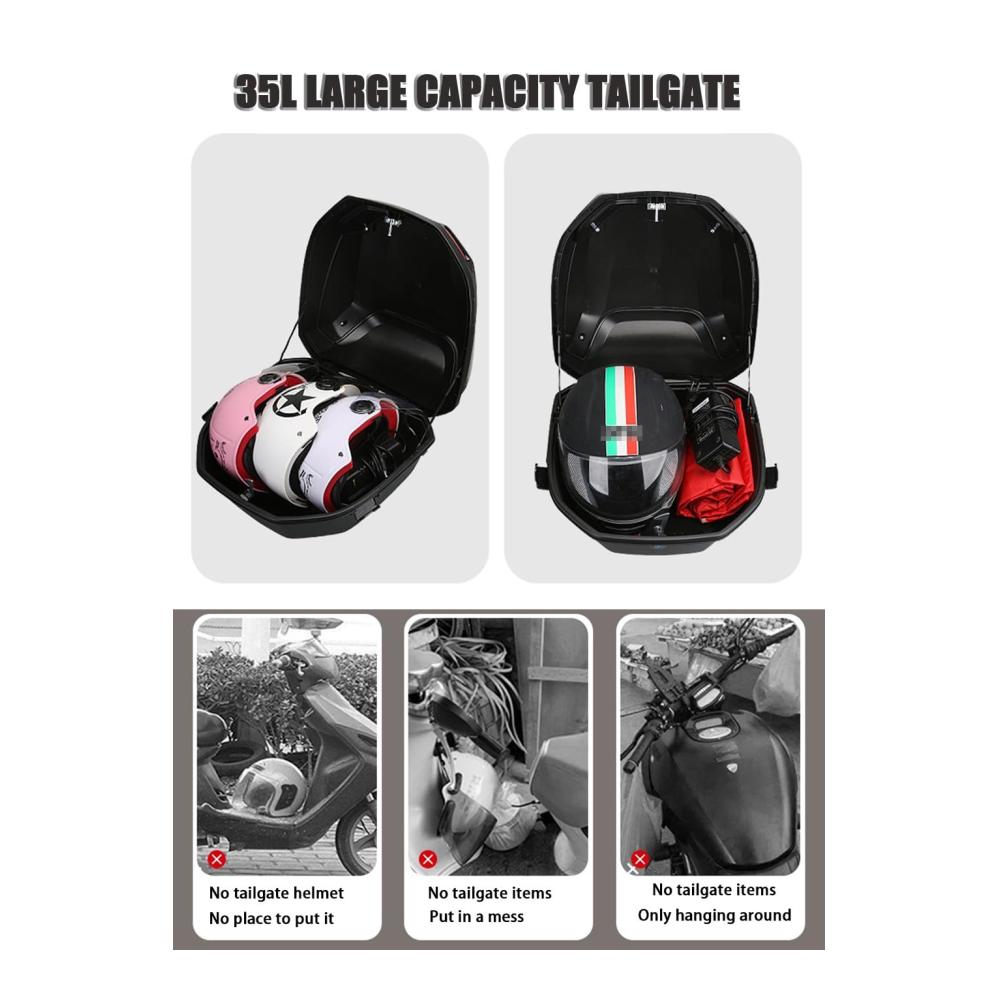 Premium Motorradkoffer Top-Cases 35L – Sicherer Transport für zwei Helme – Universeller PP Kofferraum mit Schloss – Ideal für Roller Motorrad & Mofa/Quad – Strapazierfähige Heckbox