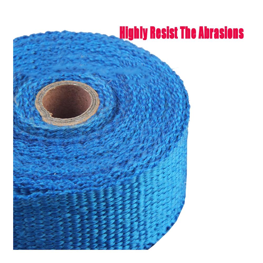 Schützen Sie Ihren Auspuff effektiv! 2er Set Hitzeschutzband aus Basaltfaser mit Kabelbinder für Fächerkrümmer und Auspuffanlagen. Hitzeisolierung (2.5CM X 5M) - Blau