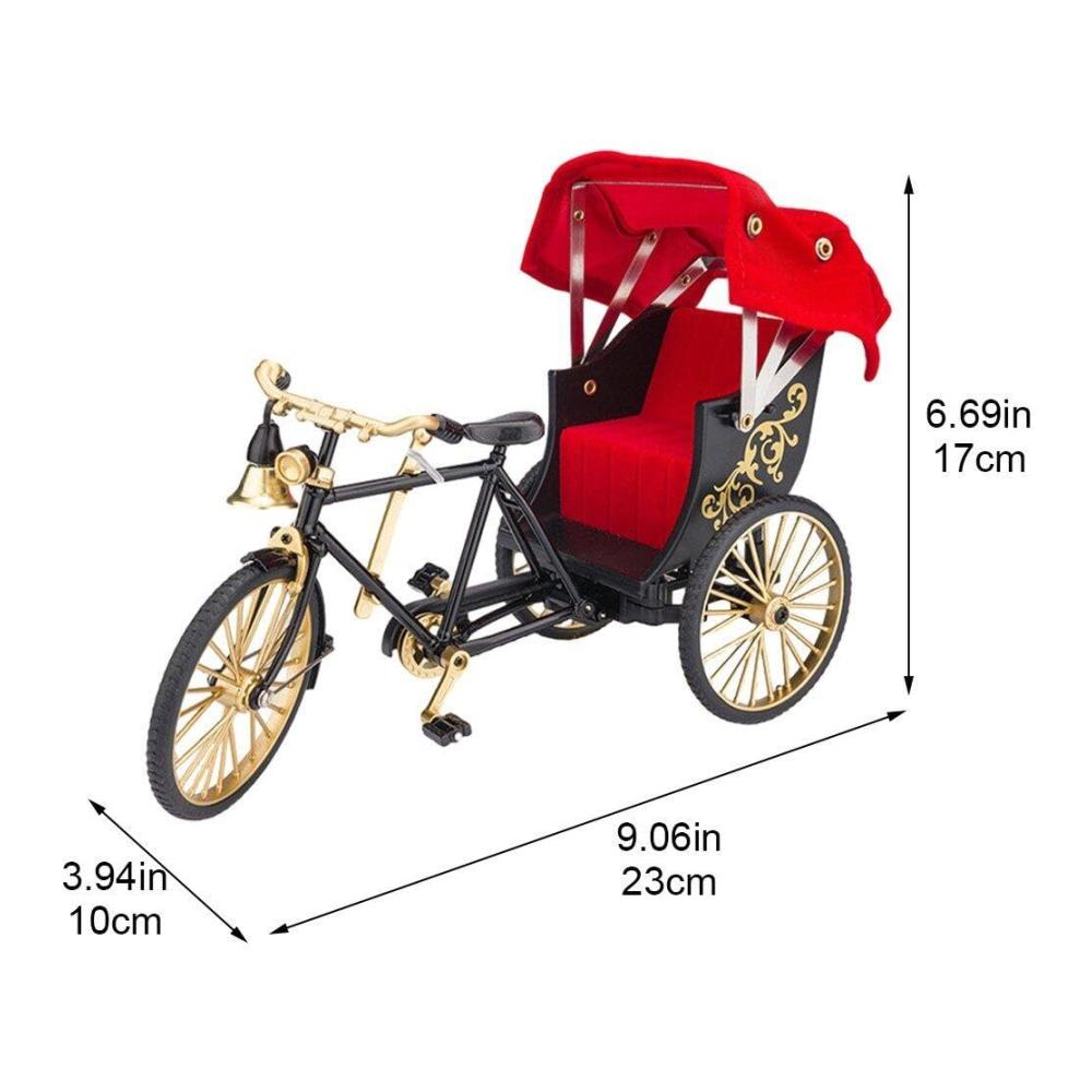 Vintage Mini Rikscha Statue Dreirad Modell - Retro Fahrrad Ornament für Zuhause - Deko Sammlung und Geschenkidee - Handgefertigte Räder Figur