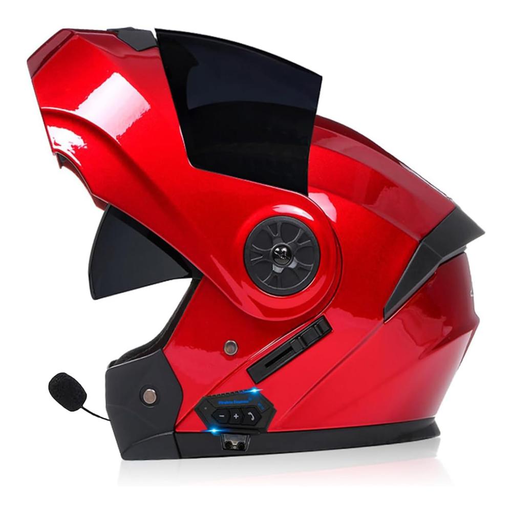 Entdecken Sie den ultimativen Komfort Klapphelm mit Bluetooth - ECE geprüfter Motorradhelm mit integriertem Bluetooth Anti-Fog-Doppelspiegel winddicht - Perfekter Full Face Helm für Motorrad und Roller - Unisex 55~62CM