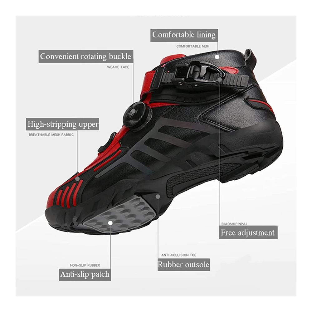 Entdecken Sie die ultimativen wasserdichten Herren-Motorradstiefel - Red-45EU | Bequeme Knöchelschuhe für Renn- und Tourenfahrer | Premium-Sportschuh für Motorradfahrer