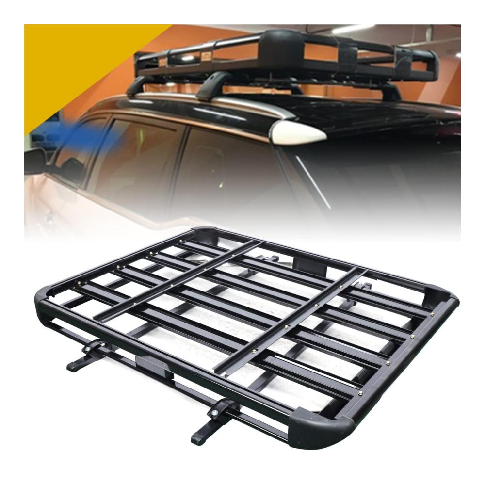 Erweiterte Dachträger Robuster Aluminium Dachkorb für universelle Autoanwendungen | Schwarz 127x97cm | Offroad geeignet