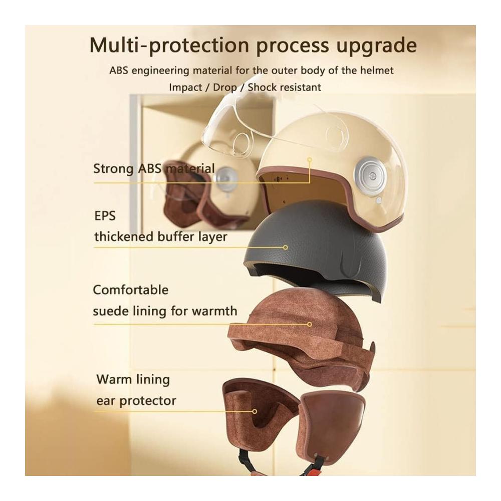 Jethelme Leichter Retro-Halbhelm für Vespa - DOT/ECE-zugelassen Doppelvisier Schnellschnalle - Ideal für Jugendliche und Erwachsene - Jetzt stilvoll und sicher unterwegs
