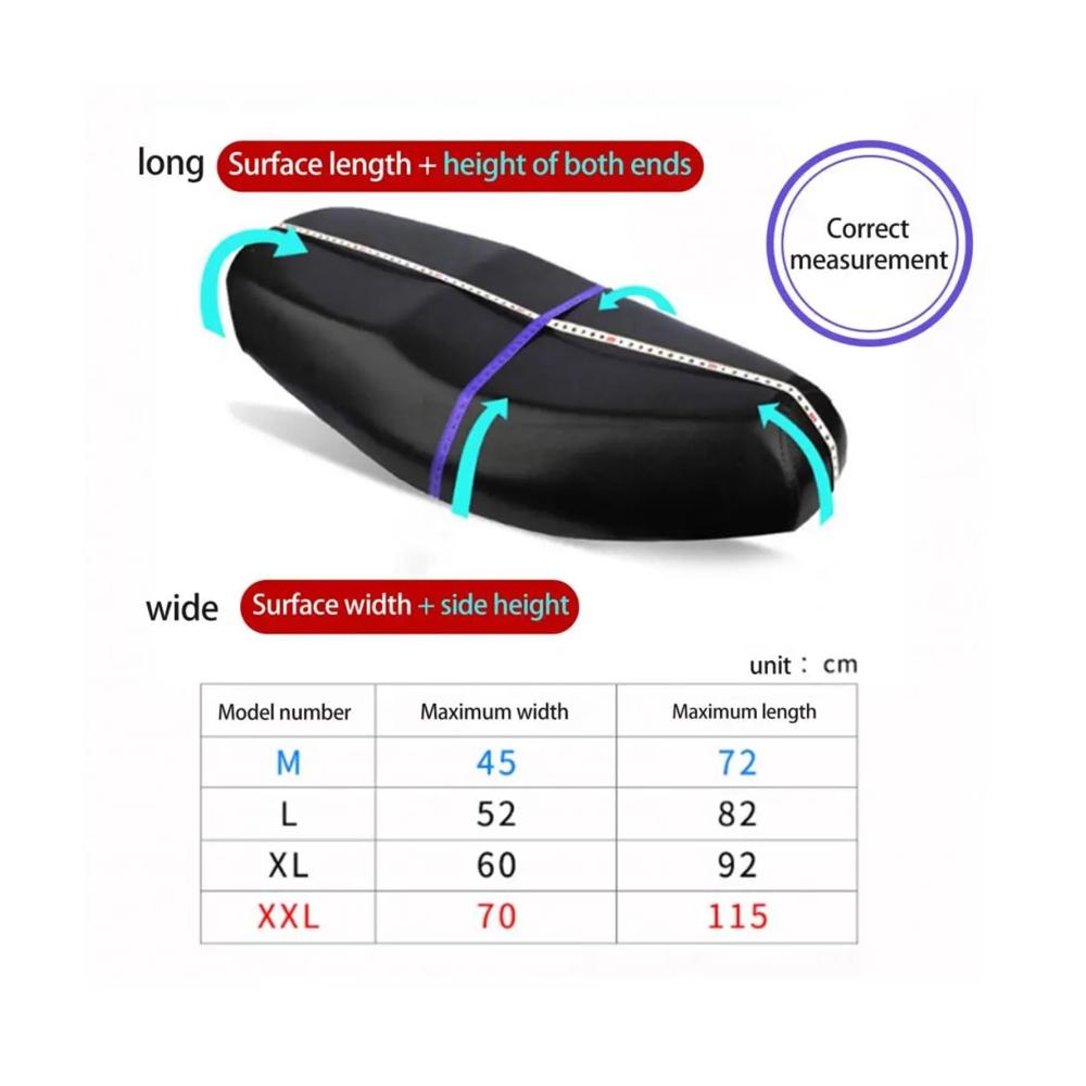 Premium Schutzfolie für Motorrad-Roller-Sitzkissen | Dehnbarer Kordelzug | UV-Schutz | Passend für XL-Sitze | AISHANBAIHUODIAN Motorradzubehör - Schwarz