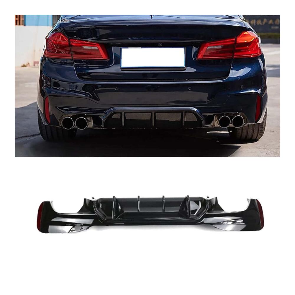 Verbesserte Aerodynamik und Stil Heckspoiler Diffusor für BMW 5er G30 G31 M Sport 2017-2020 | Stoßfängerumbau aus ABS-Material für 525i 530i 540i | Fahrwerksschutz und Antikollisionsschutz Zubehör