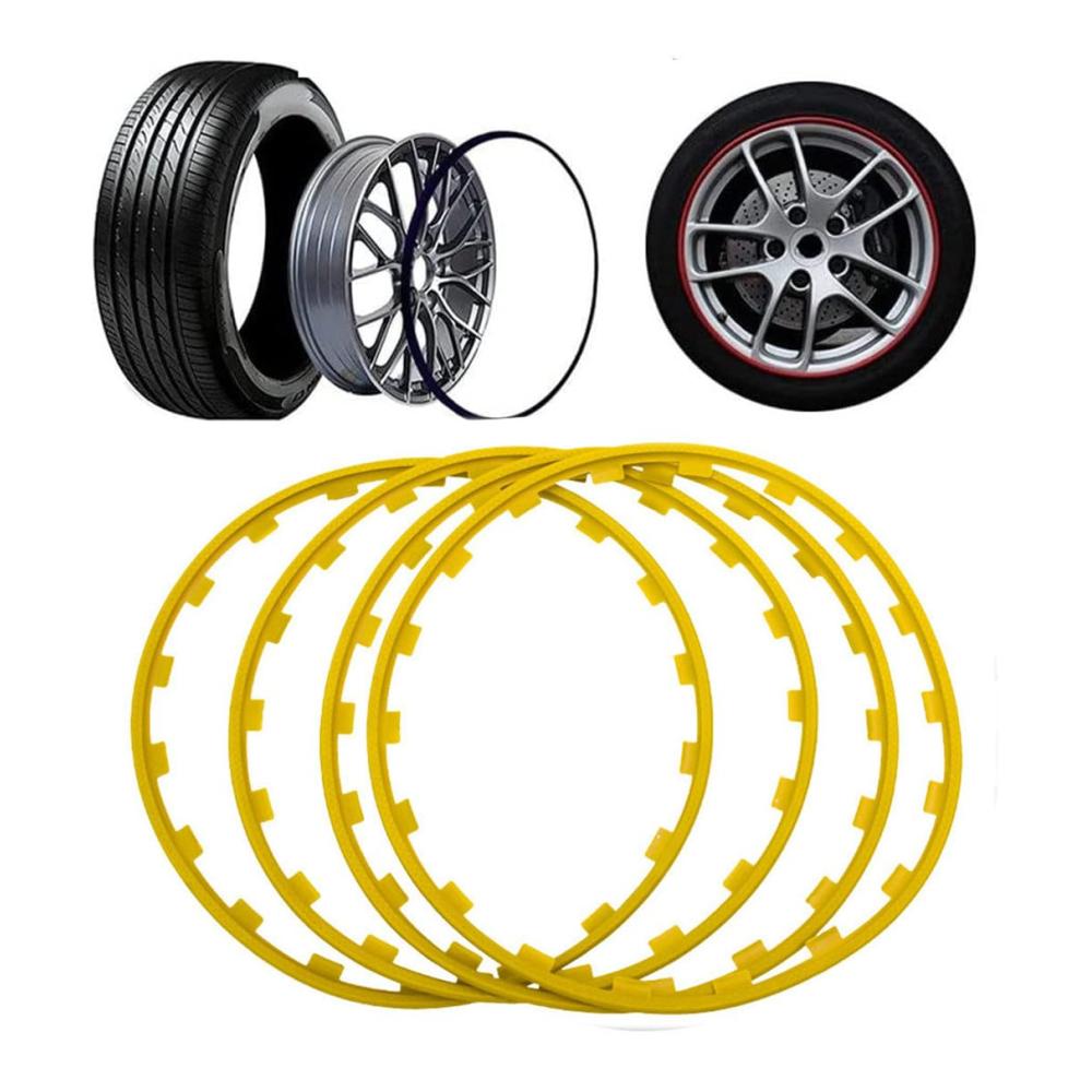 Felgenversiegelung 16-20 | Schützt Verschönert & Verhindert Kratzer | Auto Felgenschutz Set von 4 | Geeignet für Legierung & Stahlfelgen | Hochwertiges Radpflege-Kit (Gelb 17