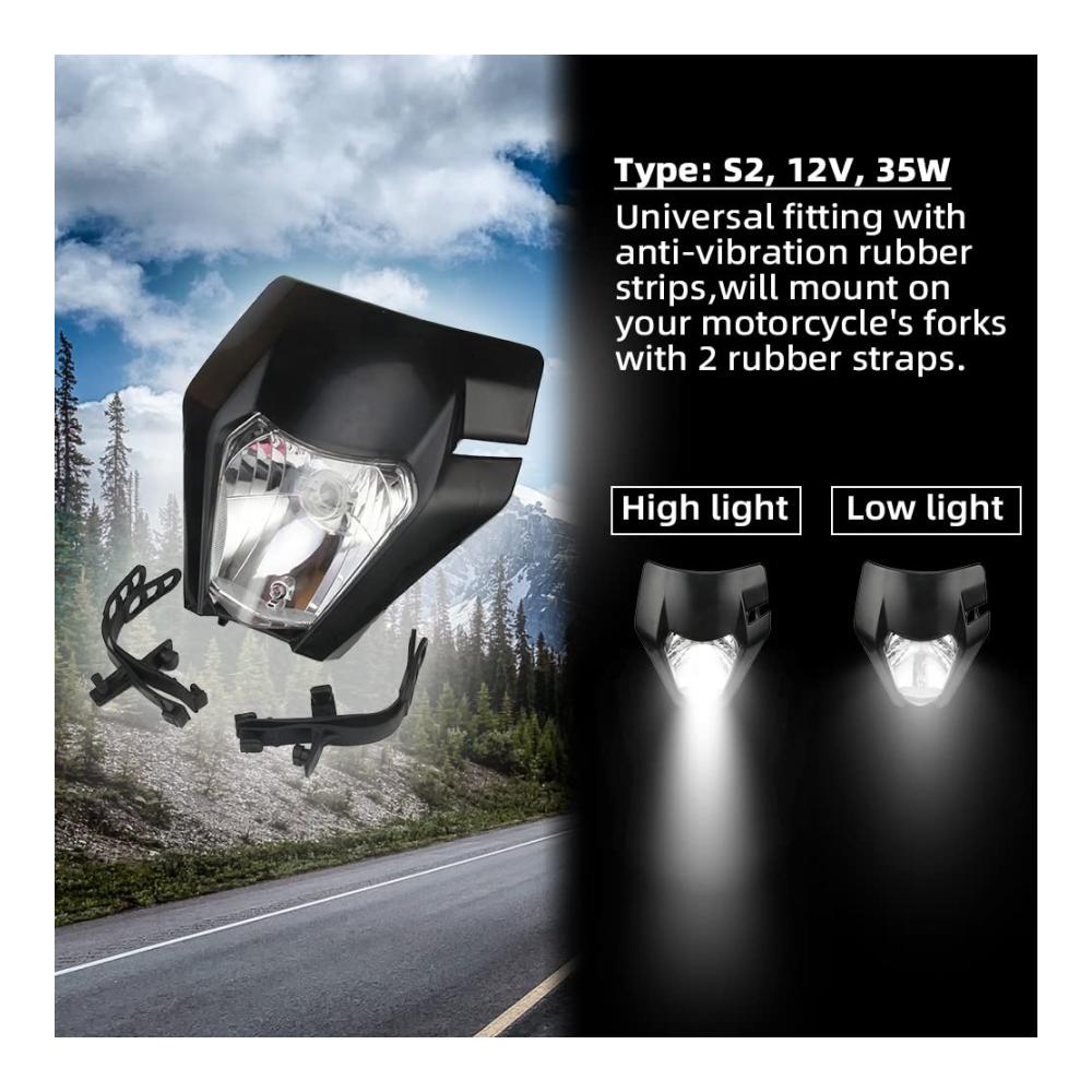 Hochwertige Frontscheinwerfer Lichtmaske für Motorrad Dirt Bike | Tagfahrlicht Verkleidung Maske für EXC250 SX250 SXF250 EXC450 SX350 SXF450 EXC525 640LC4 Enduro ATV Scooter