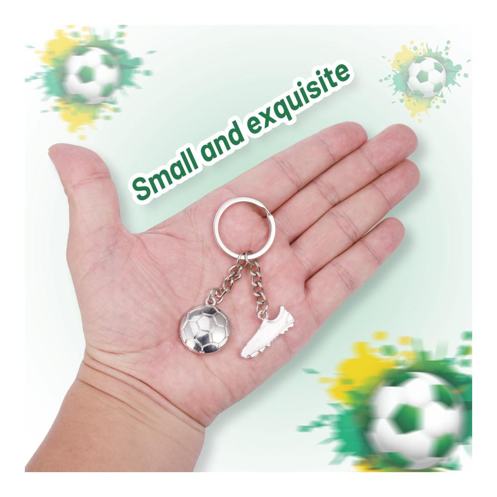 Erhalten Sie Ihren Fußball-Spirit! 4er Set Fußball-Schlüsselanhänger für Jungen & Männer – Tolle Auto-Deko und Geschenkidee – Metall-Fußball-Anhänger mit O-Ring – Perfekt für Sportfans