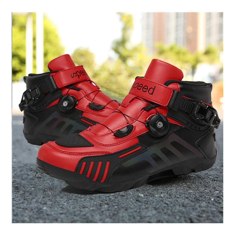 Entdecken Sie die ultimativen wasserdichten Herren-Motorradstiefel - Red-45EU | Bequeme Knöchelschuhe für Renn- und Tourenfahrer | Premium-Sportschuh für Motorradfahrer