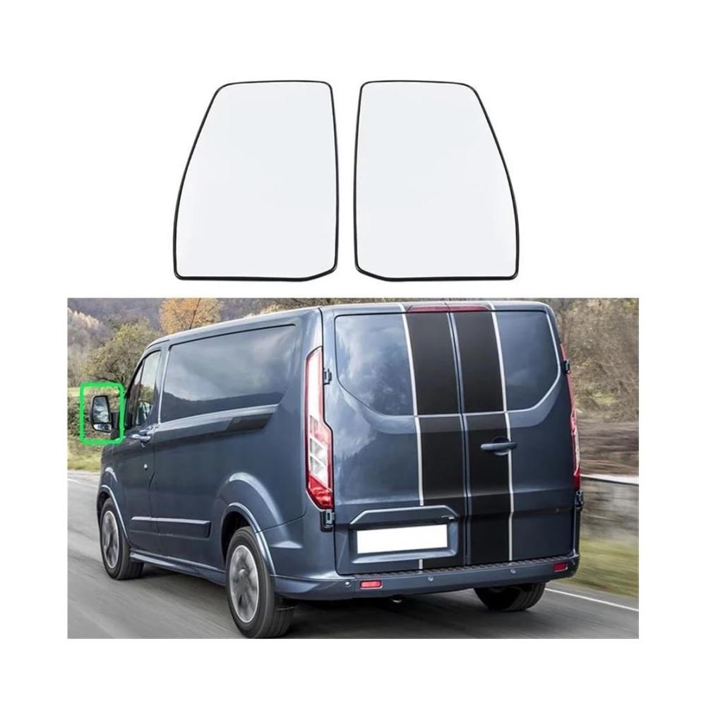 Hochwertiges Ersatzspiegelglas für Ford Transit Custom 2012-2021 | Beheizt | Rückflügel | Spiegelheizung | Rückansichtszubehör | Passend für linke Seite