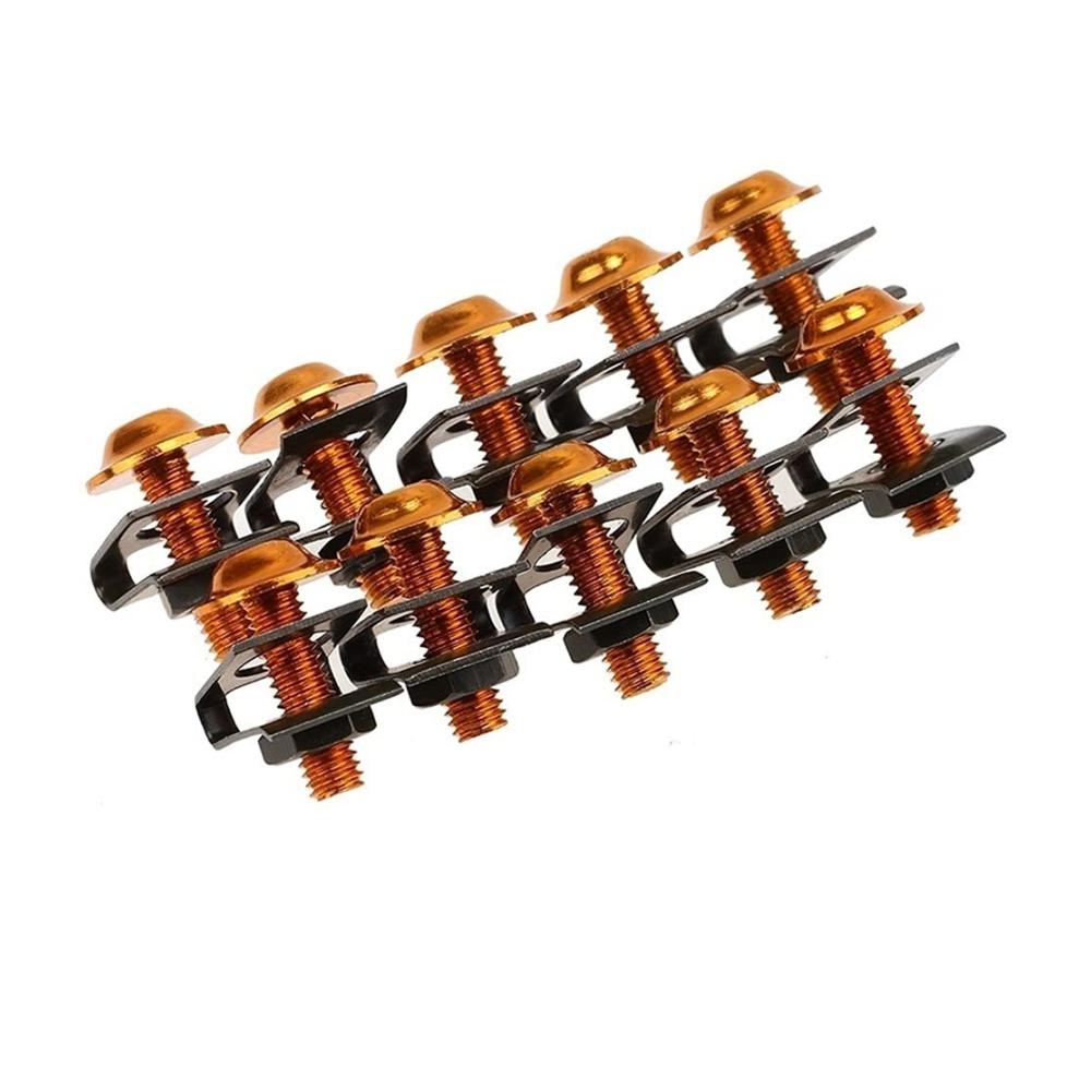 Schwingen Sie stilvoll durch mit 10x 6mm Universal Motorrad Verkleidungskörper Bolzen Roller Muttern Bolzen M6 Spire Geschwindigkeitsbefestigungsklammern Schraubfederbolzen Muttern (Farbname Gold 1