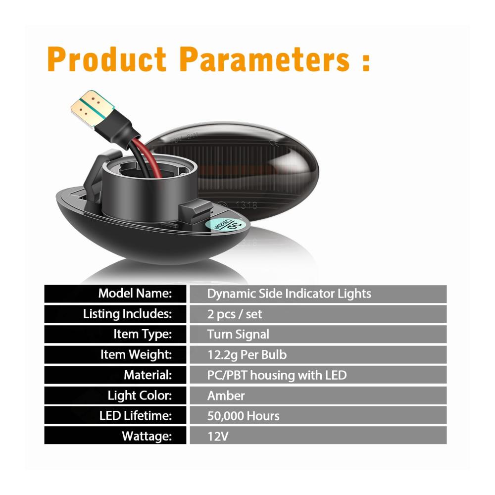 LED Seitenleuchten Set für Mini Cooper R50 R52 R53 2002-2008 | Canbus Kompatibel | Seitenblinker Seitenmarkierungsleuchter für Hatchback | Modernes Design | Einfache Installation | 2 Stück