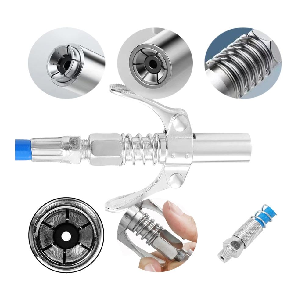 Hochwertiger G Coupler für Schmierpressen | Doppelgriff Metall Schwanhaus Fettkupplung mit 30cm Schlauch | Effiziente Schmierung für alle Anwendungen