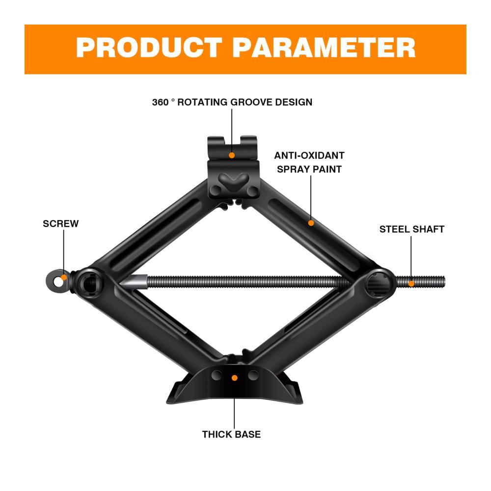 2 Tonnen Scherenwagenheber für Autos & Vans 360° drehbare Aufnahme Schnellhebel-System Stahl max. 39 cm Hubhöhe - Ideal für Bodenzüge & Reparaturen