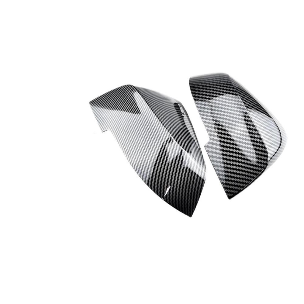 Glänzend Schwarz Carbon Spiegelabdeckungen für BMW F20 F21 F22 F30 F32 F36 X1 M3 | Hochwertige Rückspiegelabdeckungen 1 Paar | Passgenaue Seitenflügel-Rückspiegelgehäuseabdeckungen | Auto Zubehör