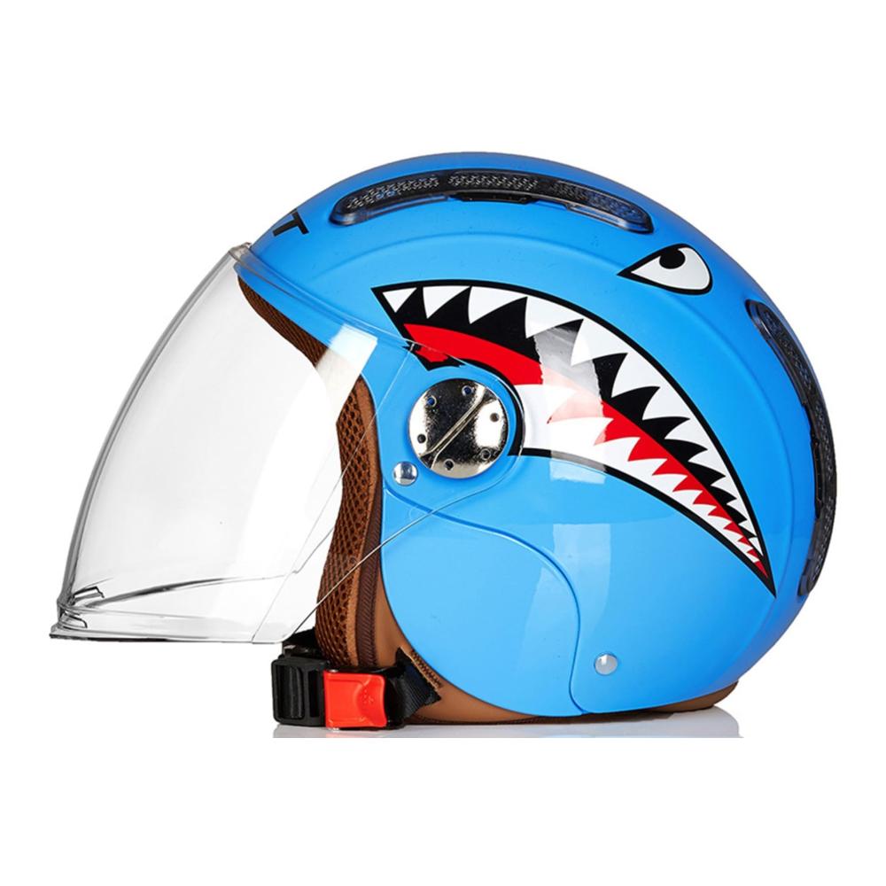 Sicher unterwegs Kinder Jethelm mit Visier für Fahrrad & Motorrad | ECE-zertifiziert | Rollerhelm für Jungen & Mädchen | Leichter Halbhelm für maximale Freiheit | Optimaler Kopfschutz in B 52-56CM