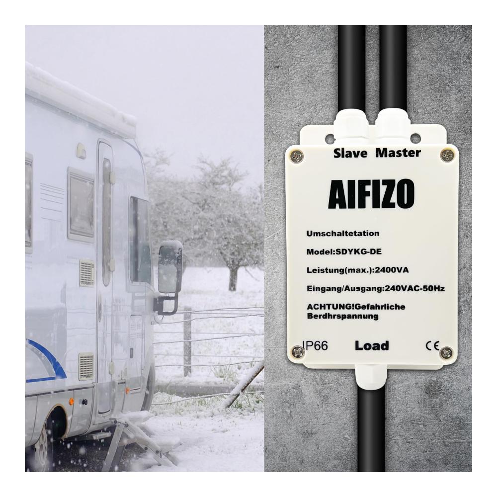 Wechselrichter Umschaltstation Automatische Netzvorrangschaltung für Wohnmobil Boot Caravan & Outdoor. 16A 230V Notstrom-Umschalter