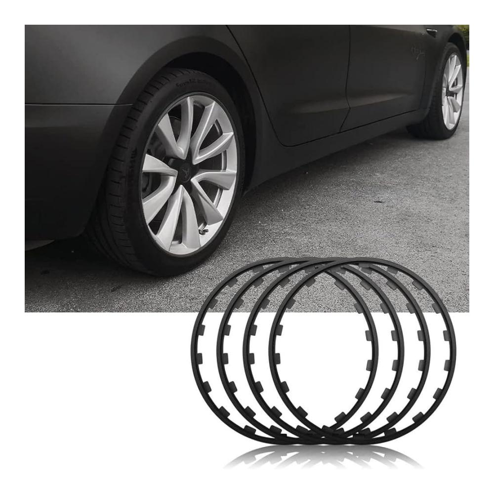 Premium Felgenversiegelung 4er-Pack Radabdeckungen 16–20 Zoll für alle Automodelle - Kantenschutz und Dekoration in Schwarz | Autoreifenschutz und Styling Zubehör