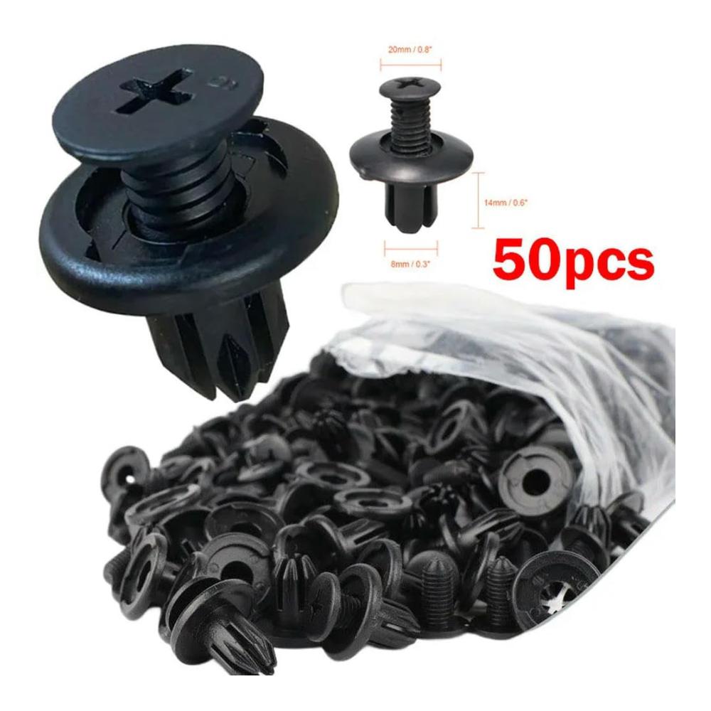 100 Stück Auto 8mm Loch Kunststoff Nieten Verschluss Push Clip Schwarz Kleinteile Set für Auto Türverkleidung - Einfache Montage Robust und Zuverlässig