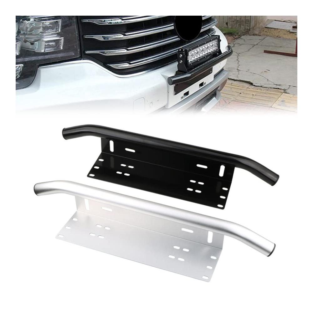 Hochleistungs-Haltefedern Schwarzer LED-Arbeitsscheinwerfer für KFZ LKW Traktoren - Stoßstangenhalterung mit Aluminiumlegierung Nummernschildhalter und Offroad-Beleuchtung