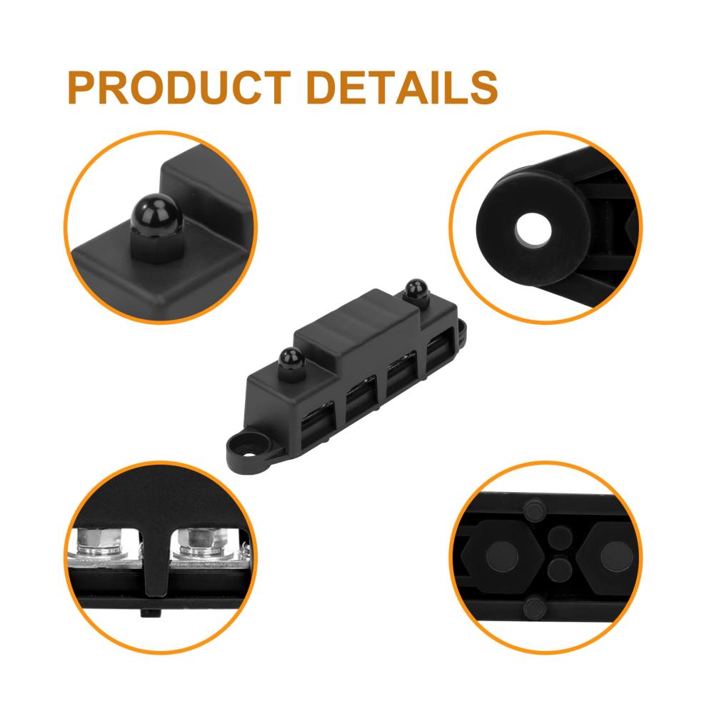 Batterieschalter 12V-48V DC | Stromverteilerblock für Auto RV Boot | 250A Busbar Verteiler mit M8 Anschlüssen | Rot Schwarz | 2er Pack