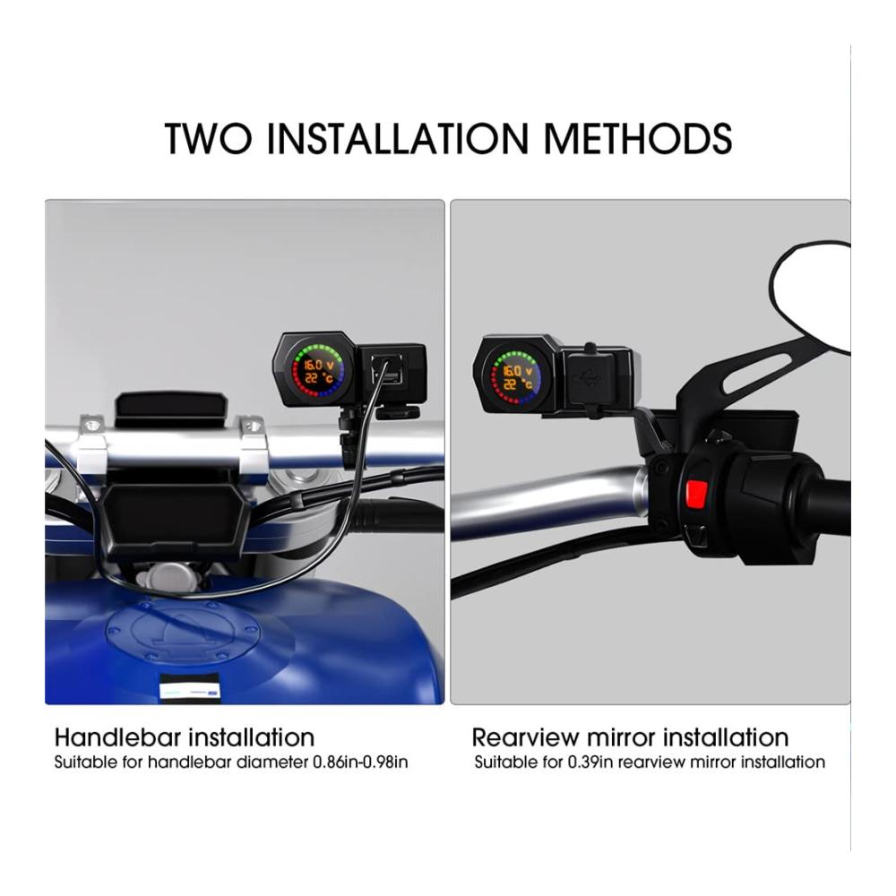 Motorrad USB Ladegerät 5V 3.4A - Hochleistungs-Ladegerät für Motorradlenker - Wasserdichtes Schnellladegerät mit Unabhängigem Schalter und Voltmeter - USB Steckdose Netzteil - Praktisches Motorradzubehör für unterwegs - Lade deine Geräte bequem während der Fahrt - Zuverlässiges Power Adapter für dein Motorradabenteuer