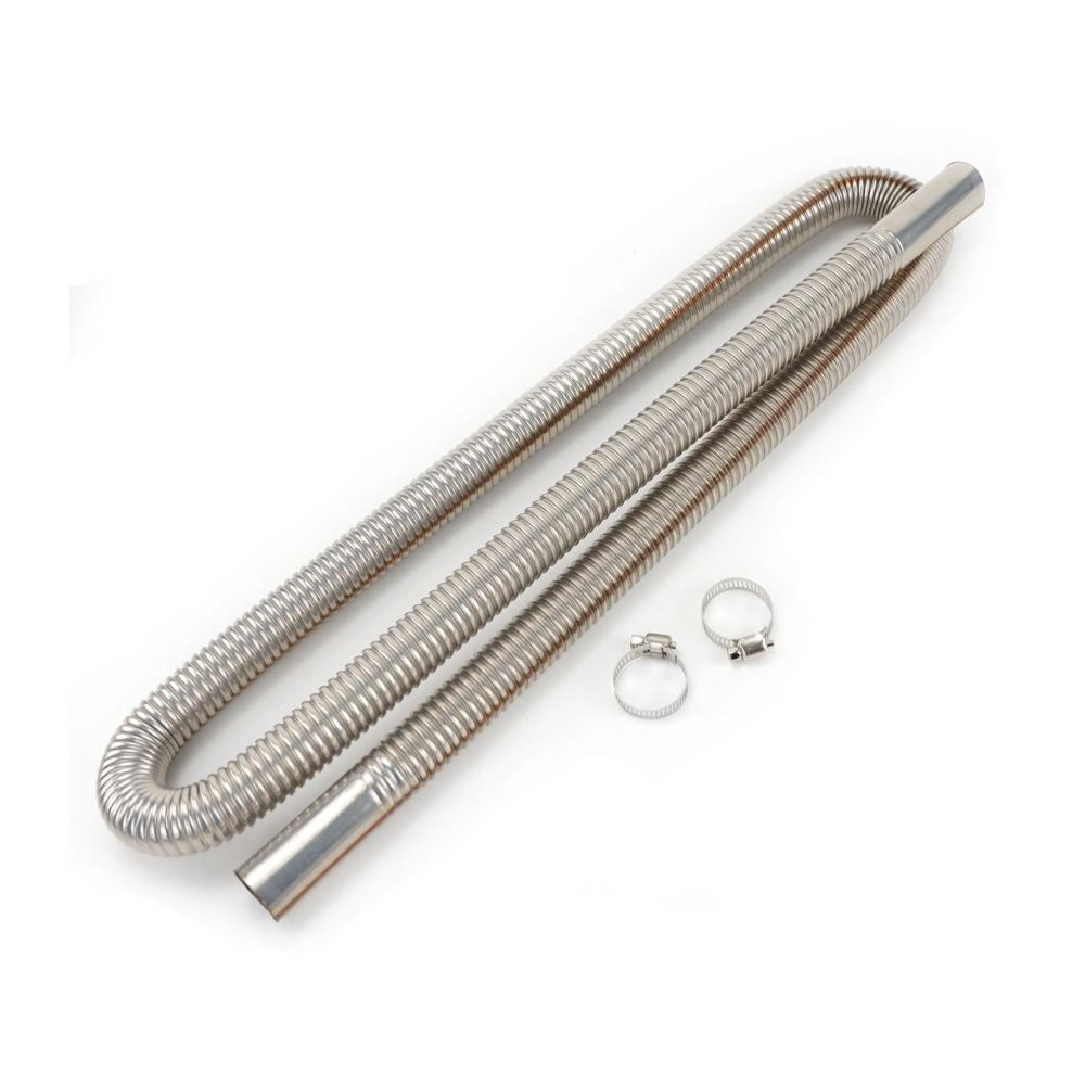 Sitzheizungen Deluxe 150 cm Edelstahl-Auspuffrohr & Gasentlüftungsschlauch für Autoheizung | Effiziente Wärme für kalte Fahrten | Silber Autoheizung