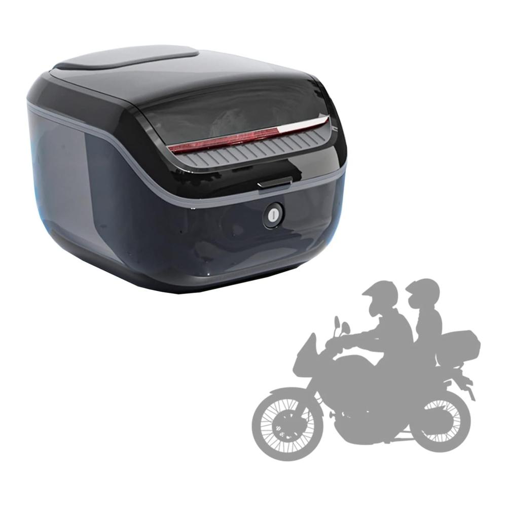 Kofferraum-Organizer Schwarzer Motorrad-Reisekoffer für universelle Aufbewahrung von Helm und Zubehör | Top-Lock Heckklappen-Gepäckkoffer