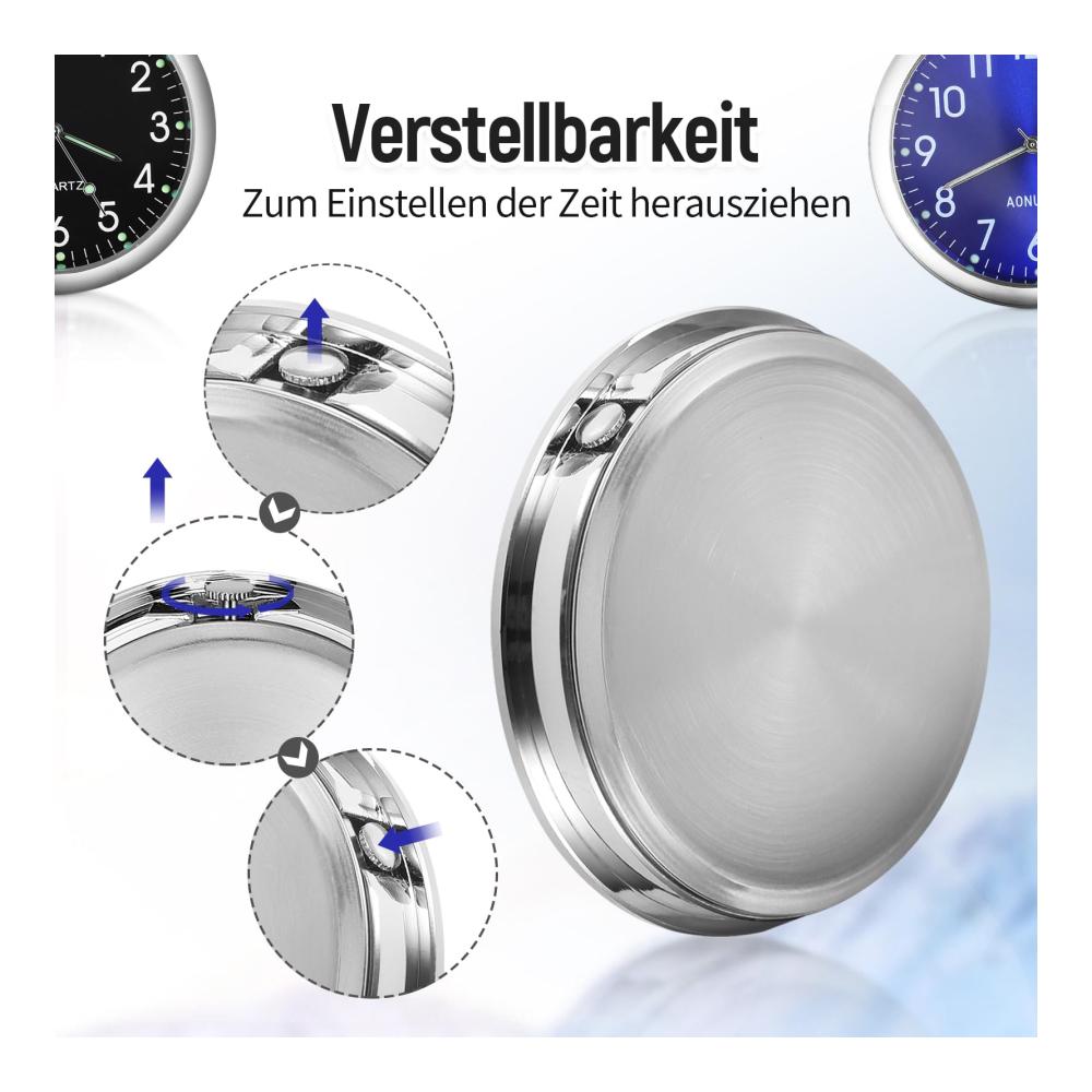 2er Set Mini Auto Uhren für Armaturenbrett und Lüftungsschlitze - Präzise Quarz-Autouhren für Büro Zuhause & Unterwegs - Dekorative Wanduhren für Auto und Fahrrad