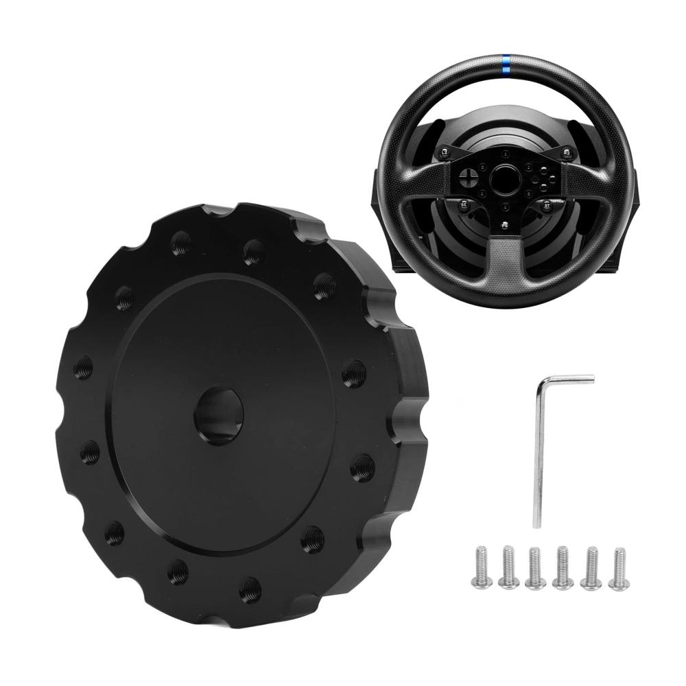 Lenkradnaben Adapter für Thrustmaster T300 T500 - Hochfestes Aluminium - Präziser Ersatz - Racing Lenkradnaben - PCD 73 mm - Schwarz - Verbessern Sie Ihr Fahrerlebnis