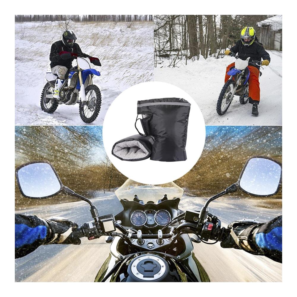 Hochwertige Winddichte Wasserdichte Handschuhe für Motorradlenker | Warme Lenkerstulpen mit Plüschfutter | Universal Winter Handwärmer für Fahrradlenker | Schutzhandschuhe mit Komfort