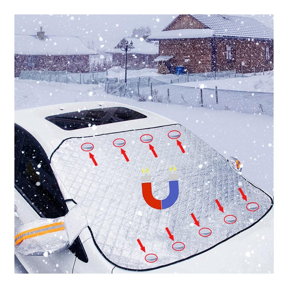 Premium Eisschutzfolie für Auto Frontscheibe | 145 x 113CM Sonnenschutz & Frostschutz | Windschutzscheibenabdeckung mit 9 Magneten | Schützt vor Sonne Schnee Eis & Staub