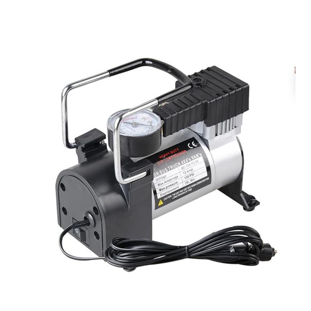 Schwerlast Autoreifenpumpe-Inflator | 12V Tragbarer Luftkompressor für schnelles Aufpumpen | 3M Elektrokabel & 5M Flexibler Luftschlauch | Inklusive 3 Zusätzlichen Düsenadaptern | Zuverlässige Reifendruckkompressorlösung