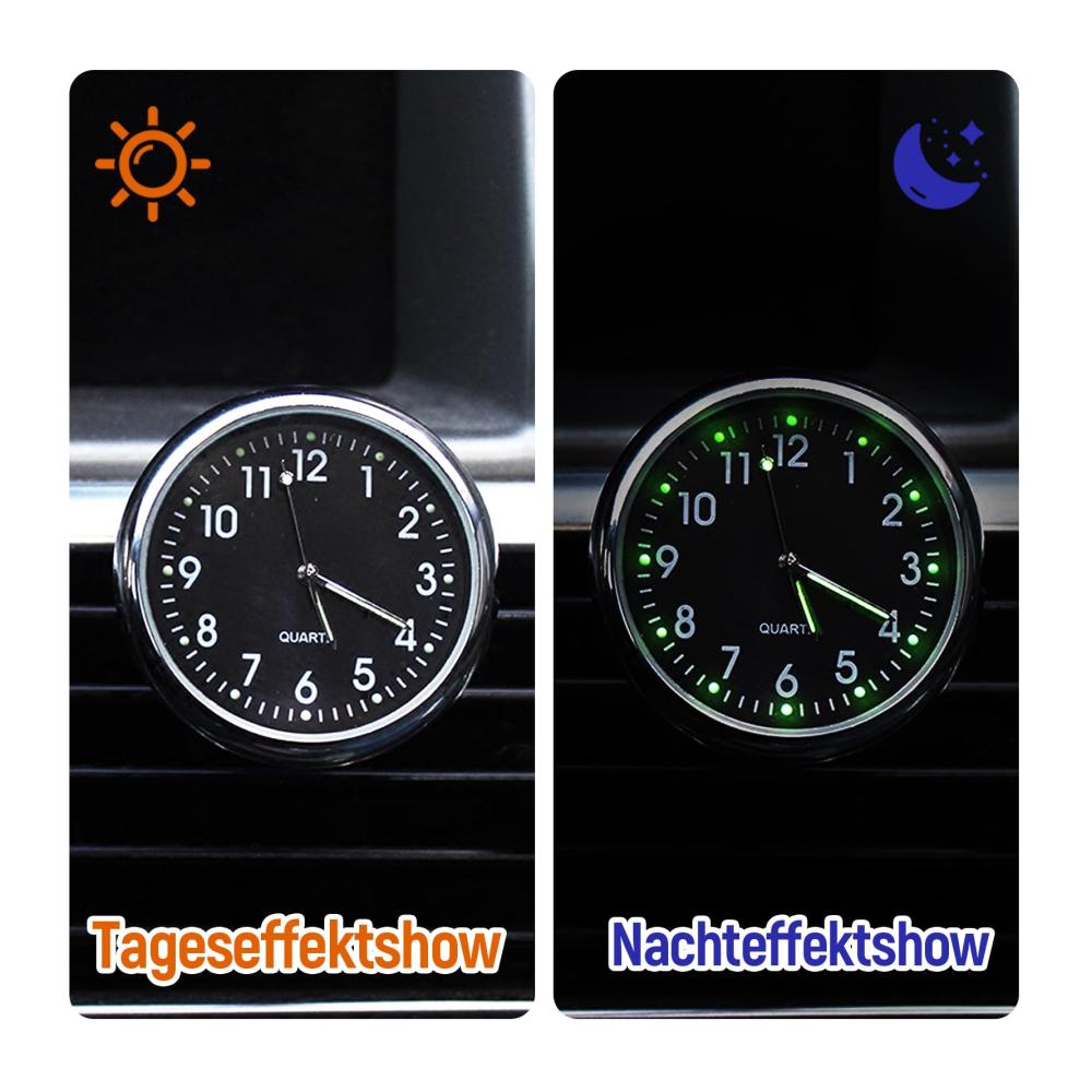 2er Set Mini Auto Uhren für Armaturenbrett und Lüftungsschlitze - Präzise Quarz-Autouhren für Büro Zuhause & Unterwegs - Dekorative Wanduhren für Auto und Fahrrad