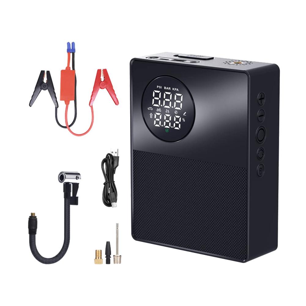 Starthilfe mit Luftkompressor 1000A Peaks Power Pack für Autobatterien LED-Licht Powerbank-Funktion 150 PSI digitaler Reifenfüller – Alles-in-einem Starthilfegerät für 40L Benzin oder 25L Dieselmotoren. Holen Sie sich Zuverlässigkeit und Vielseitigkeit jetzt