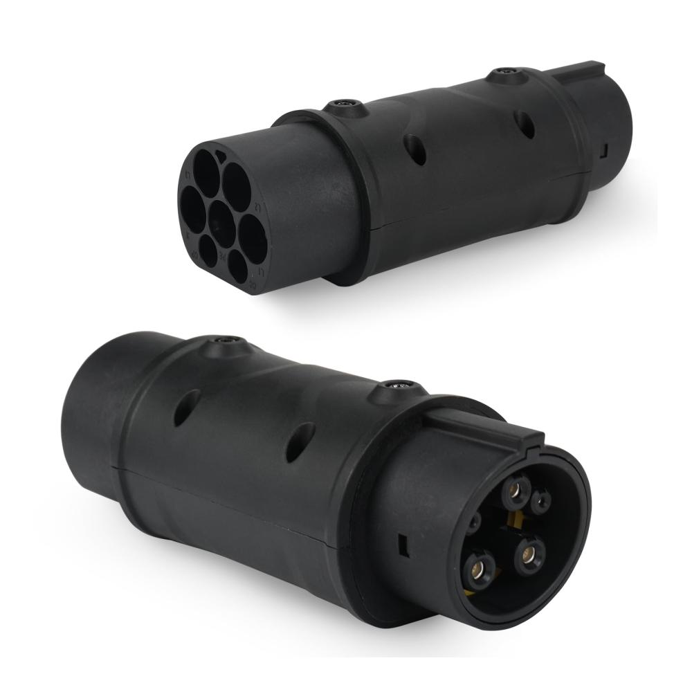 Elektroauto Ladegerätadapter Typ 2 auf Typ 1 IP54 0.432kg Versilbert - Hochwertiger EV Ladekabel Adapter für schnelles Laden an Autoladestationen